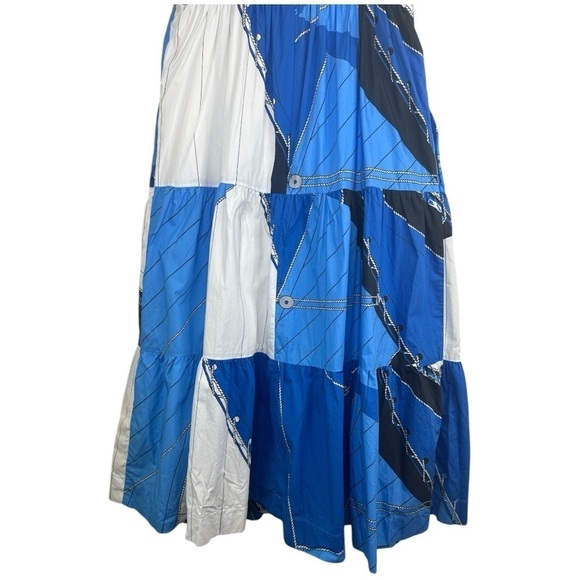 J.Crew Blue Ratti Regatta Tie-Front Midi Dress Sz:6 - Picture 11 of 14